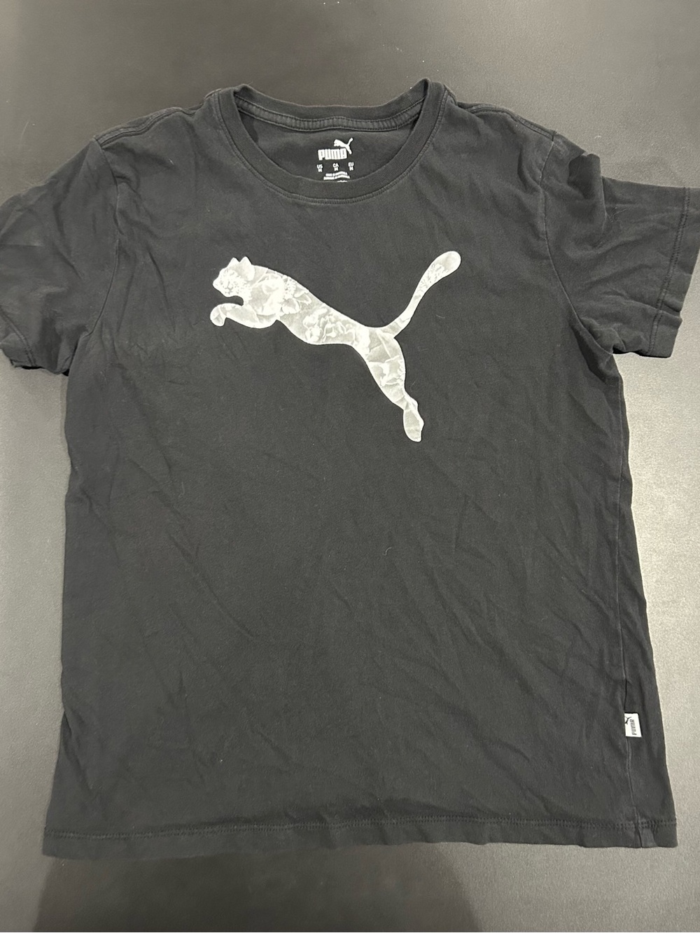 Puma Black T-Shirt with Silver Puma Cat Logo